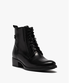 boots femme a talon plat style derbies a lacets et zip noirB891201_2