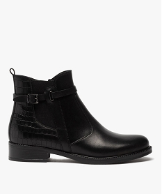 GEMO Boots femme à talon plat et bride décorative noir standard