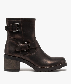GEMO Boots femme métallisées à talon carré et semelle crantée Multicolore