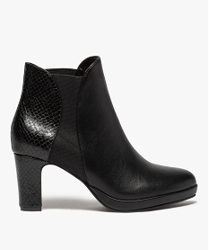 GEMO Boots femme à talon unies détails imitation serpent noir standard