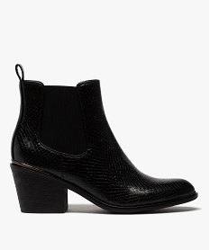 GEMO Boots femme à talon style chelsea unis Noir