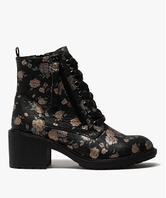 GEMO Bottines femme à talon et semelle crantée dessus imprimé Multicolore