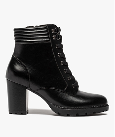 GEMO Boots femme à talon col rembourré et semelle crantée noir standard