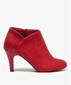 GEMO Low-boots femme dessus suédine et bordures passepoil Rouge