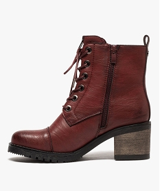 boots femme unies a talon carre et zip decoratif rougeB893801_3