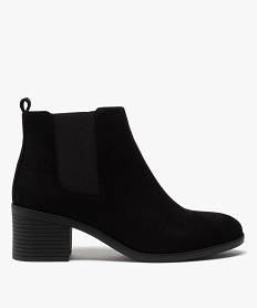 GEMO Boots femme à talon carré en suédine unie noir standard
