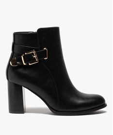GEMO Boots femme unis à talon carré et bride fantaisie noir standard
