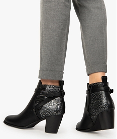 GEMO Boots femme à talon dessus multi-matières noir standard