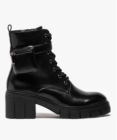 GEMO Bottines femme unies à talon carré et semelle crantée noir standard