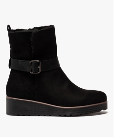 GEMO Boots femme à semelle plateforme en suédine unie noir standard