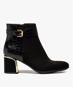 GEMO Boots femme unis à talon avec finitions métalliques noir standard