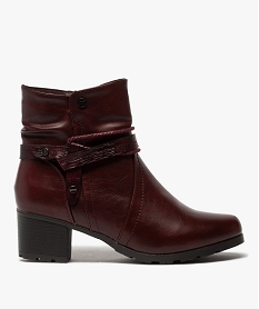 GEMO Boots femme à talon doublure douce et brides fantaisie rouge standard