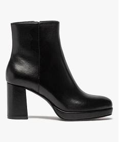 GEMO Boots femme unies à talon carré et semelle plateforme noir standard