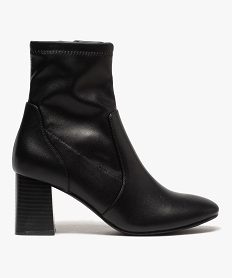 GEMO Boots femme unies à talon carré et col ajusté noir standard