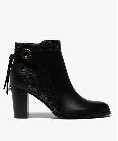 GEMO Boots femme à talon avec laçage fantaisie sur le contrefort noir standard