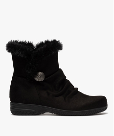 GEMO Boots fourrées femme zippées en suédine unie noir standard