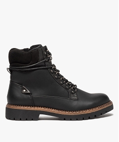 GEMO Boots femme à talon plat semelle crantée style montagne noir standard