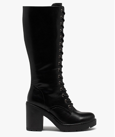 GEMO Bottes femme à talon et semelle crantée style rangers Noir