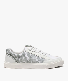 GEMO Tennis femme en toile imprimé végétal fermeture lacets blanc standard