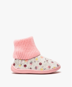 GEMO Chaussons bébé fille boots en velours imprimé et bord côte Rose