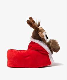 GEMO Chaussons garçon 3D spécial Noël en forme de renne Rouge