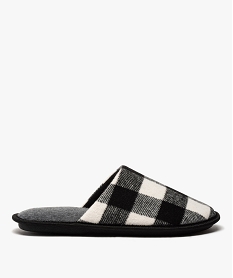 GEMO Chaussons homme mules en tissu à carreaux Noir