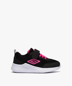 GEMO Baskets fille style running bicolores à lacets et scratch - Umbro noir vif
