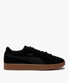 GEMO Baskets homme dessus cuir à lacets – Puma Smash noir vif