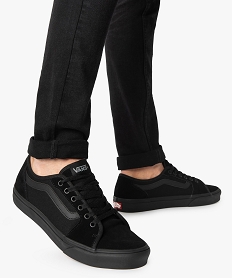 GEMO Baskets homme skateshoes dessus cuir – Vans Filmore noir vif