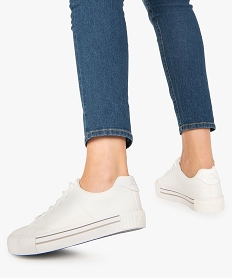 GEMO Baskets femme unies à semelle épaisse - Kappa Tudy blanc chine