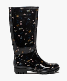 GEMO Bottes de pluie femme à imprimé fleuri et semelle crantée Noir