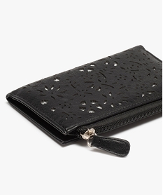 portefeuille femme avec perforations fantaisie noirB940501_2