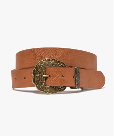 ceinture femme grainee avec grosse boucle en metal travaille orangeB949601_1