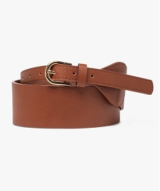 GEMO Ceinture femme large avec boucle dorée Brun