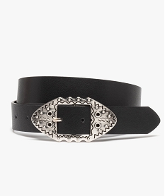 ceinture femme avec grosse boucle gravee noirB950201_1