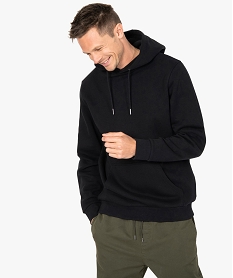 GEMO Sweat homme à capuche uni et molletonné Noir