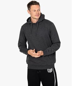 sweat homme a capuche uni et molletonne grisB950501_1