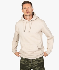 sweat homme a capuche uni et molletonne beigeB950601_1