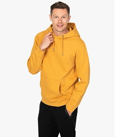 GEMO Sweat homme à capuche uni et molletonné Jaune