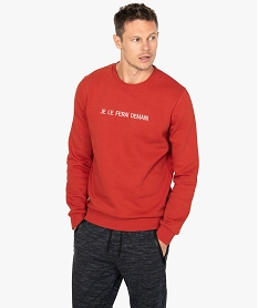 sweat homme brode et molletonne rougeB951401_1