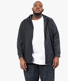 sweat homme grande taille zippe a capuche avec poches grisB952701_2