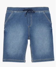 bermuda homme en toile extensible aspect denim bleu shorts en jeanB955801_4