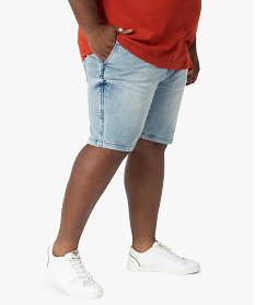 GEMO Bermuda homme grande taille en jean stretch délavé Bleu