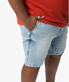 bermuda homme grande taille en jean stretch delave bleu shorts en jeanB956001_2