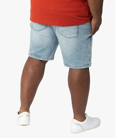 bermuda homme grande taille en jean stretch delave bleu shorts en jeanB956001_3