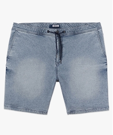 bermuda homme grande taille en jean stretch delave bleu shorts en jeanB956001_4
