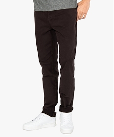 GEMO Pantalon homme straight uni en coton stretch Brun