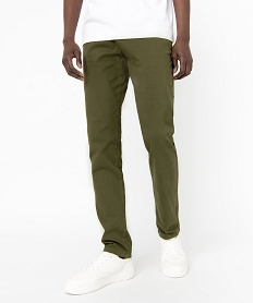 GEMO Pantalon chino en coton stretch coupe Slim homme Vert