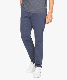 GEMO Pantalon chino en coton stretch coupe Slim homme Bleu