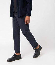 GEMO Pantalon chino en coton stretch coupe Slim homme Bleu